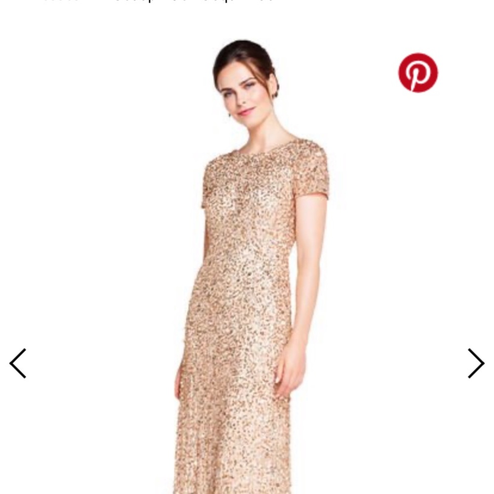 Adrianna Papell Gold Sequin Dress